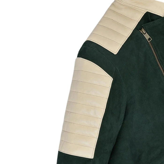 Frontier Timber Green Suede Biker-Style Moto Jacket