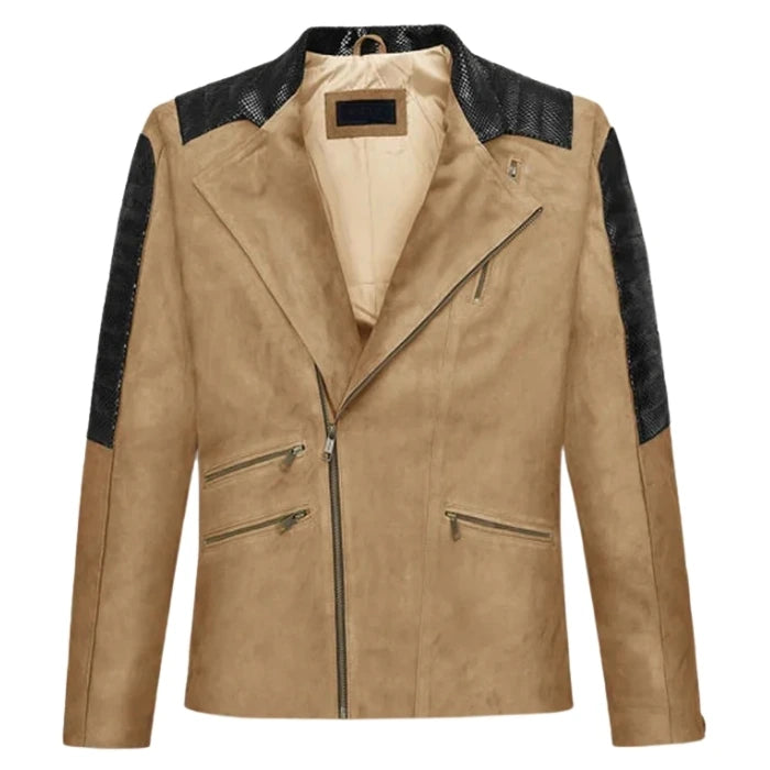 Frontier Sand Suede Biker-Style Moto Jacket