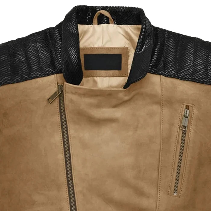 Frontier Sand Suede Biker-Style Moto Jacket