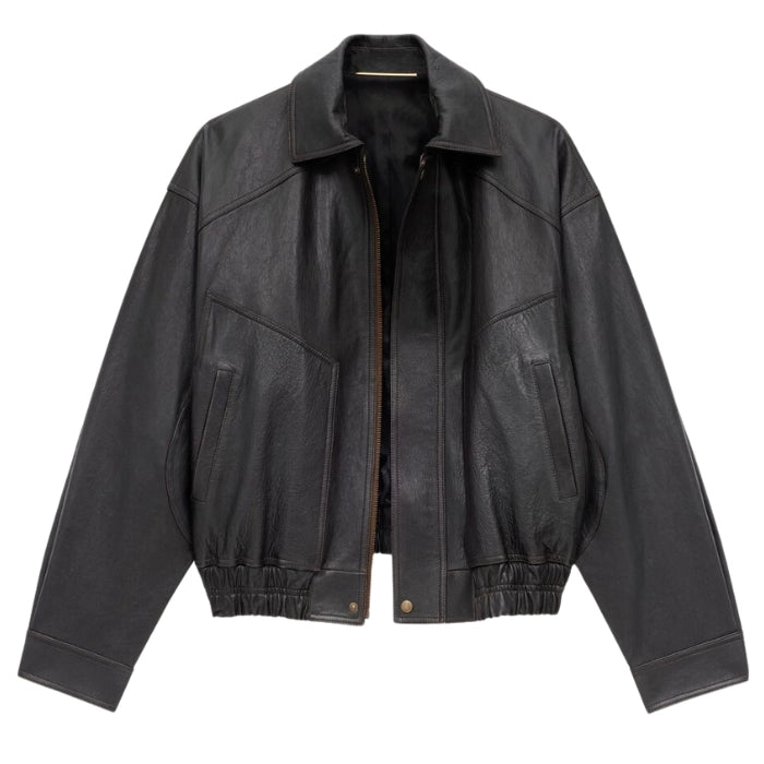 Grained Lambskin Bomber Jacket