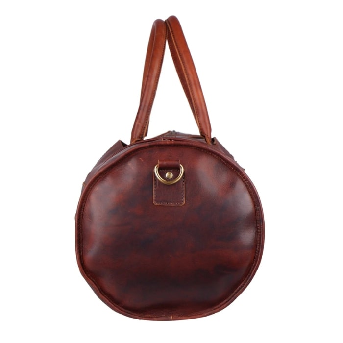 Handcrafted Soft Vintage Brown Leather Duffle Bag