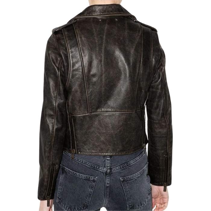 Handmade Distressed Leather Biker Jacket