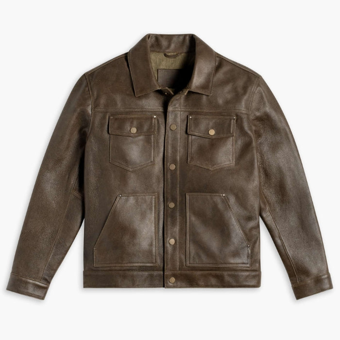 Men's Heavy-Duty Roughout Cruiser Leather Jacket