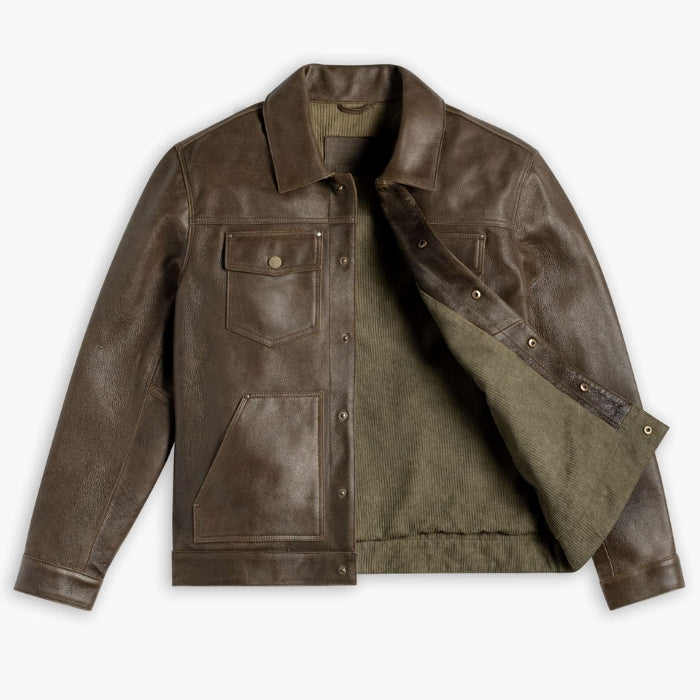 Men's Heavy-Duty Roughout Cruiser Leather Jacket