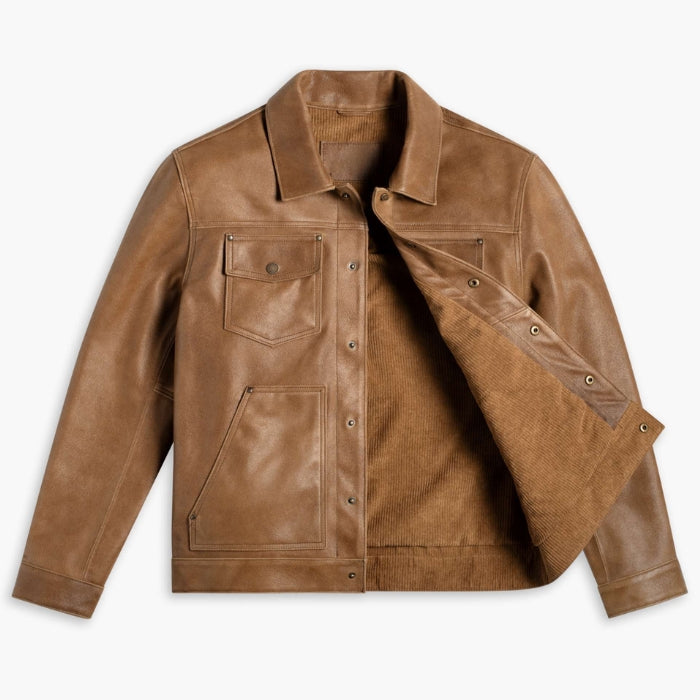 Men's Heavy-Duty Roughout Cruiser Leather Jacket