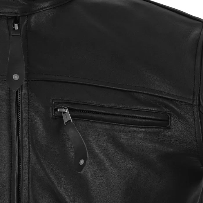 Hollywood Star Black Biker Leather Jacket for Men