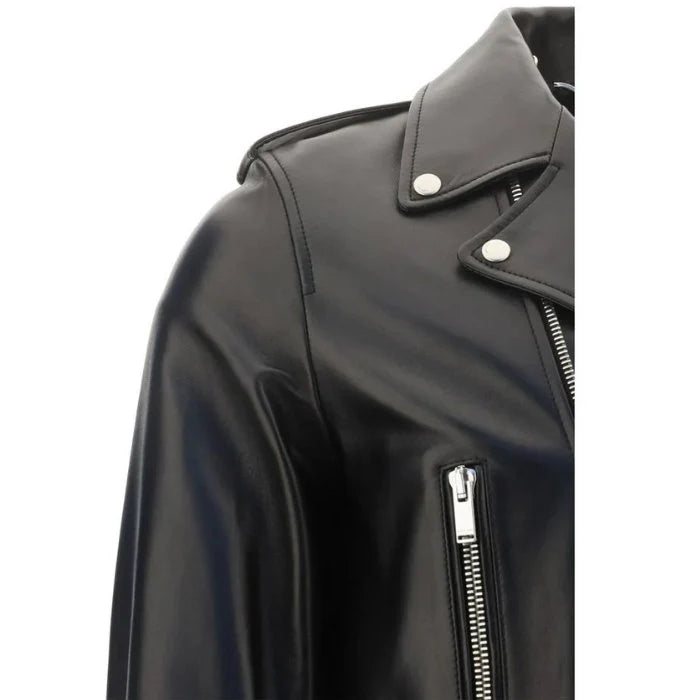 Iconic Black Leather Biker Jacket High-Fashion Appeal