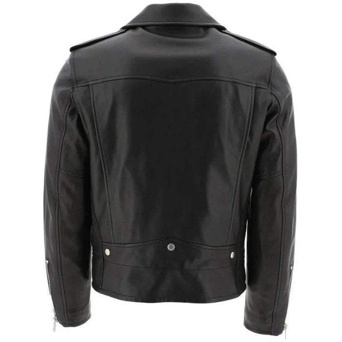 Iconic Black Leather Biker Jacket High-Fashion Appeal