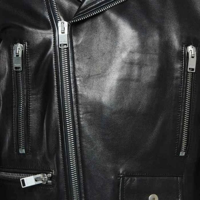 Iconic Black Leather Biker Jacket High-Fashion Appeal