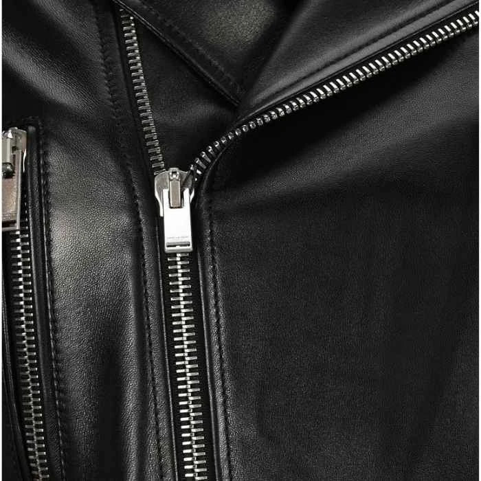 Iconic Black Leather Biker Jacket High-Fashion Appeal