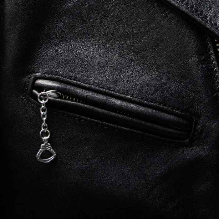 Black Iconic D-Pocket Motorcycle Jacket