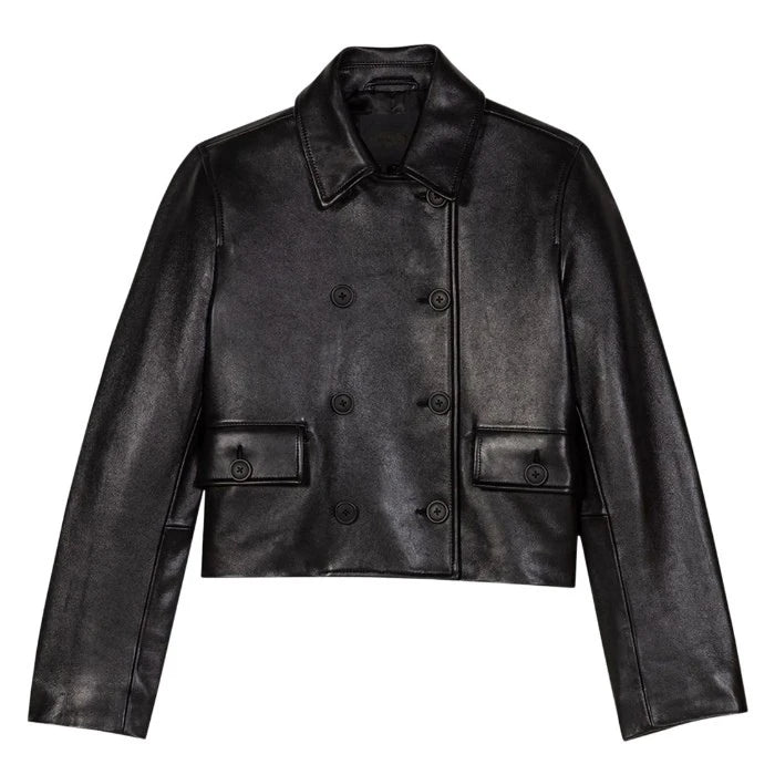 Javira Double-Breasted Leather Blazer