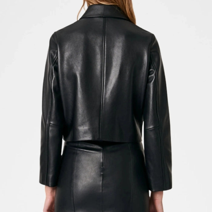 Javira Double-Breasted Leather Blazer