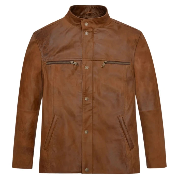 Jean-Claude Style Café Racer Leather Jacket