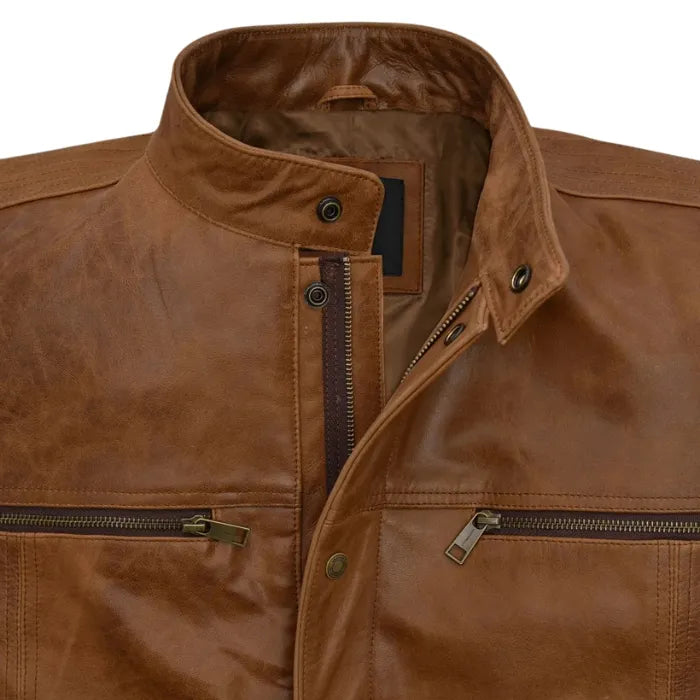 Jean-Claude Style Café Racer Leather Jacket