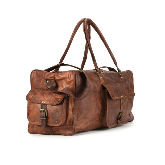 Large Vintage Leather Duffle Bag
