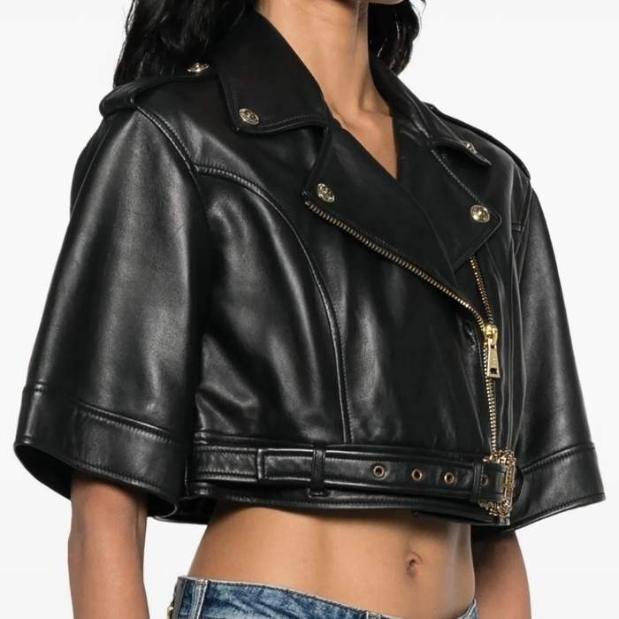 Luxe Belted Cropped Moto Jacket