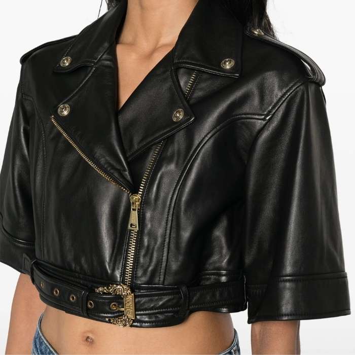 Luxe Belted Cropped Moto Jacket