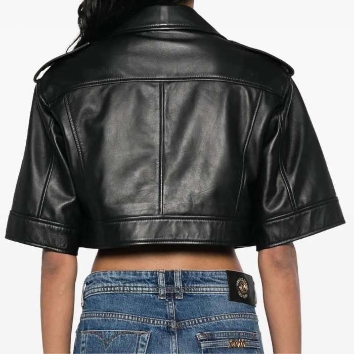 Luxe Belted Cropped Moto Jacket