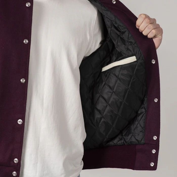 Maroon & White All-Wool Customizable Varsity Jacket