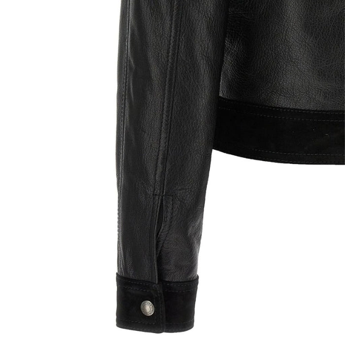 Mavira Cropped Leather Jacket with Zippers