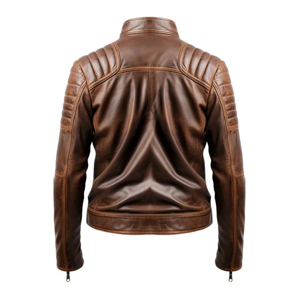 Men's Leo Distressed Brown Leather Jacket