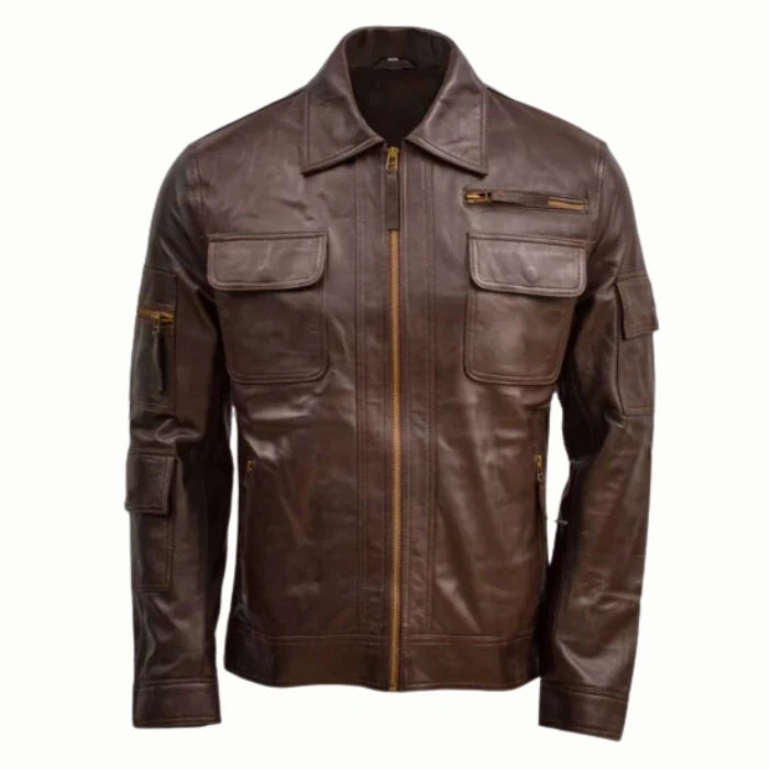 Men’s Waxed Brown Biker Leather Jacket