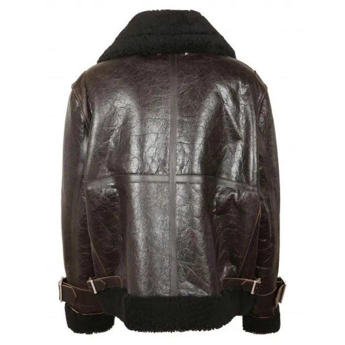 Mirelda Sheepskin Shearling-Trimmed Aviator Jacket