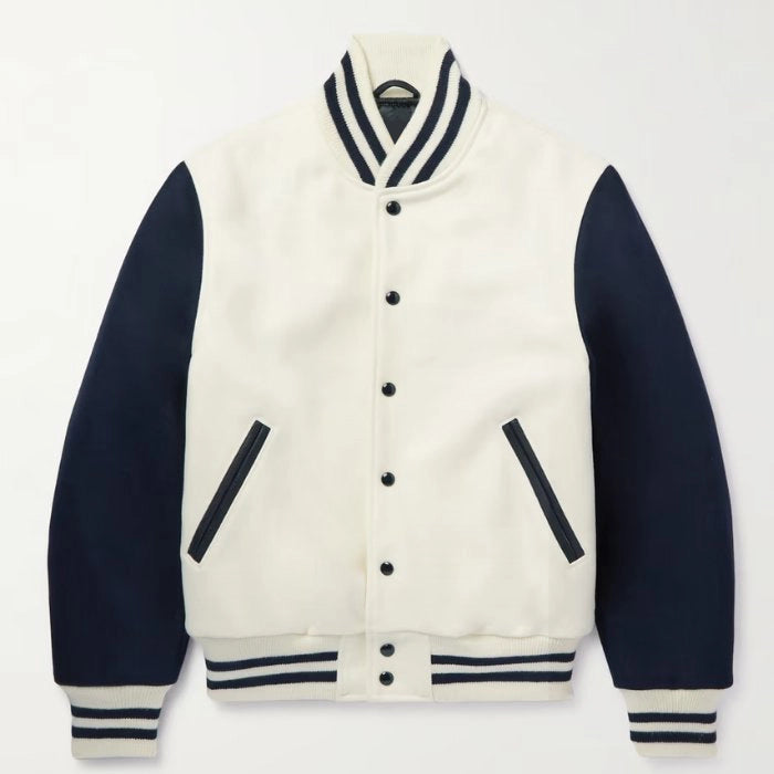 Ashford Navy & White Wool Varsity Jacket