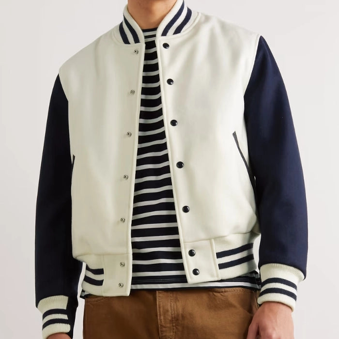 Ashford Navy & White Wool Varsity Jacket
