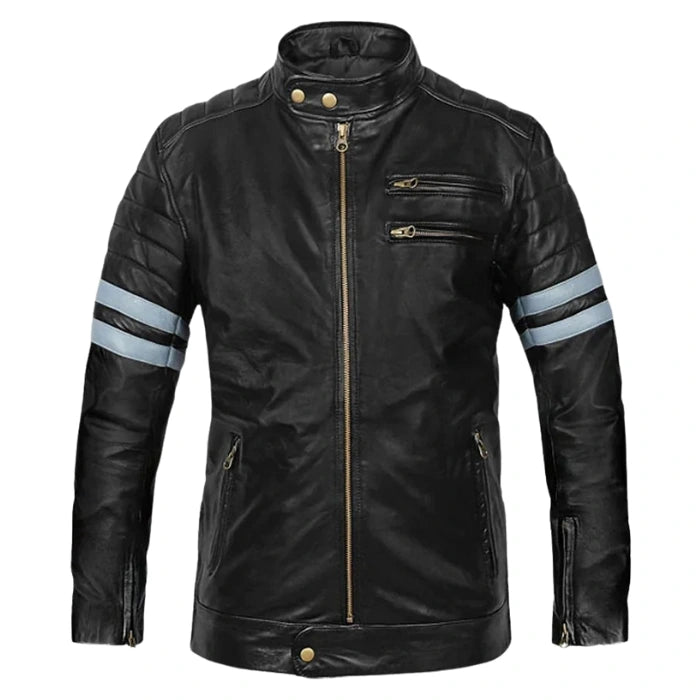 Shadow Striped Moto Leather Jacket