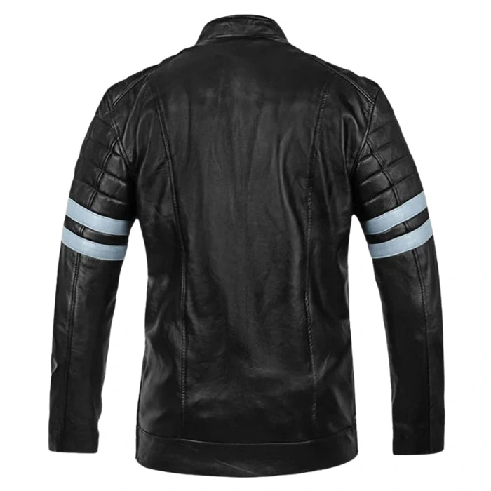 Shadow Striped Moto Leather Jacket