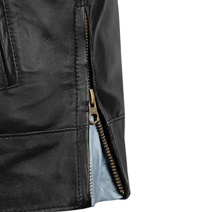 Shadow Striped Moto Leather Jacket