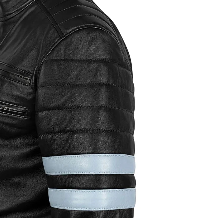 Shadow Striped Moto Leather Jacket