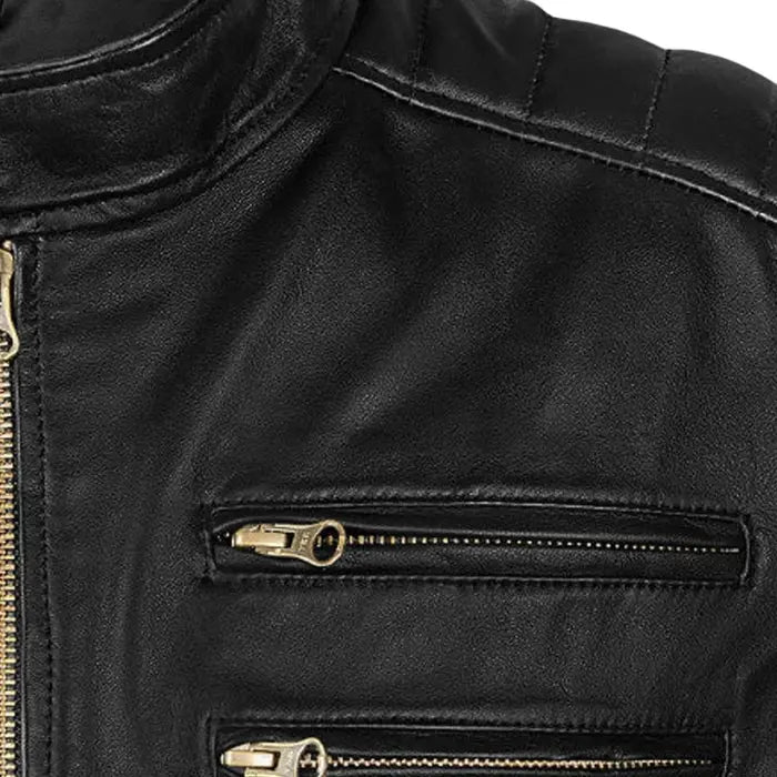 Shadow Striped Moto Leather Jacket
