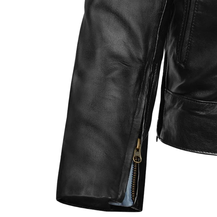 Shadow Striped Moto Leather Jacket