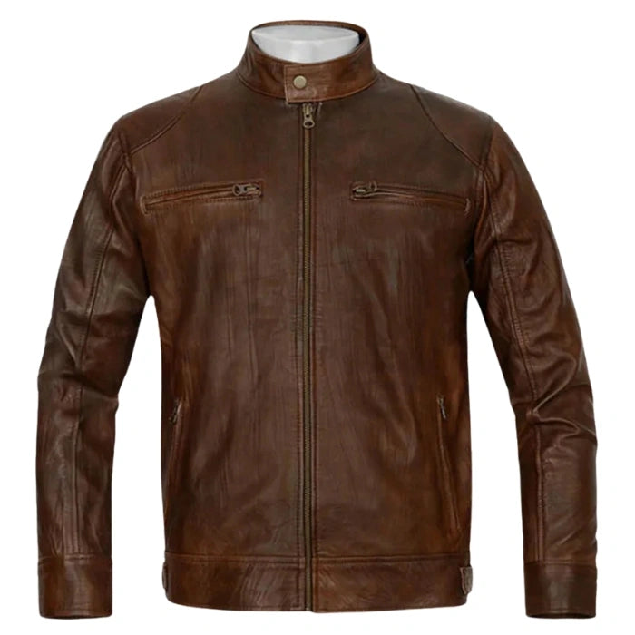 Oakridge Café Racer Brown Leather Jacket