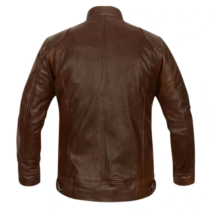 Oakridge Café Racer Brown Leather Jacket