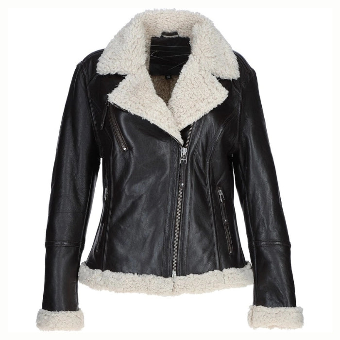 Premium Women's Shearling Biker Jacket
