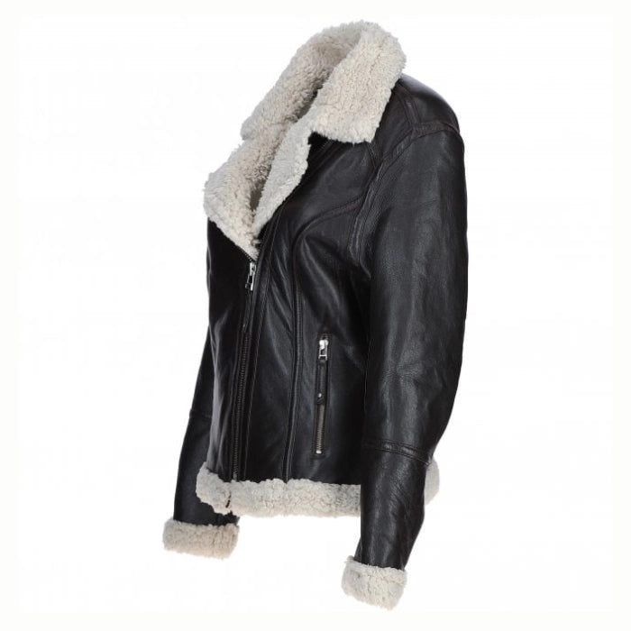 Premium Women's Shearling Biker Jacket