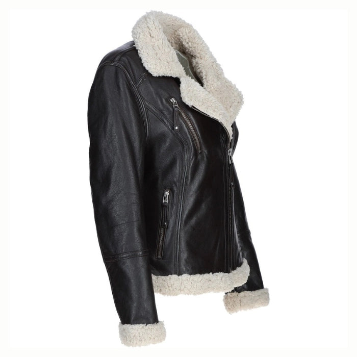 Premium Women's Shearling Biker Jacket