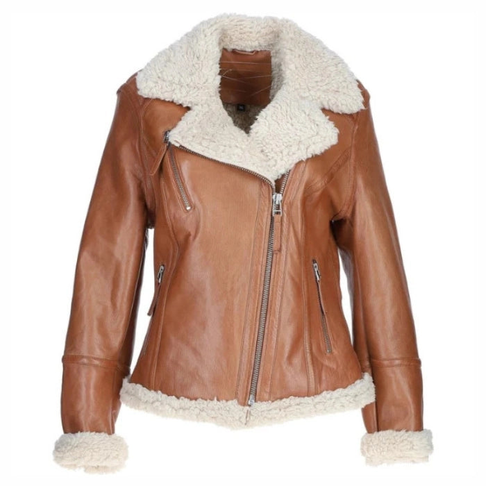 Premium Women's Shearling Biker Jacket