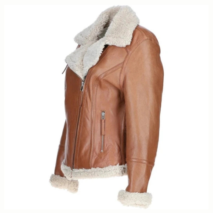 Premium Women's Shearling Biker Jacket