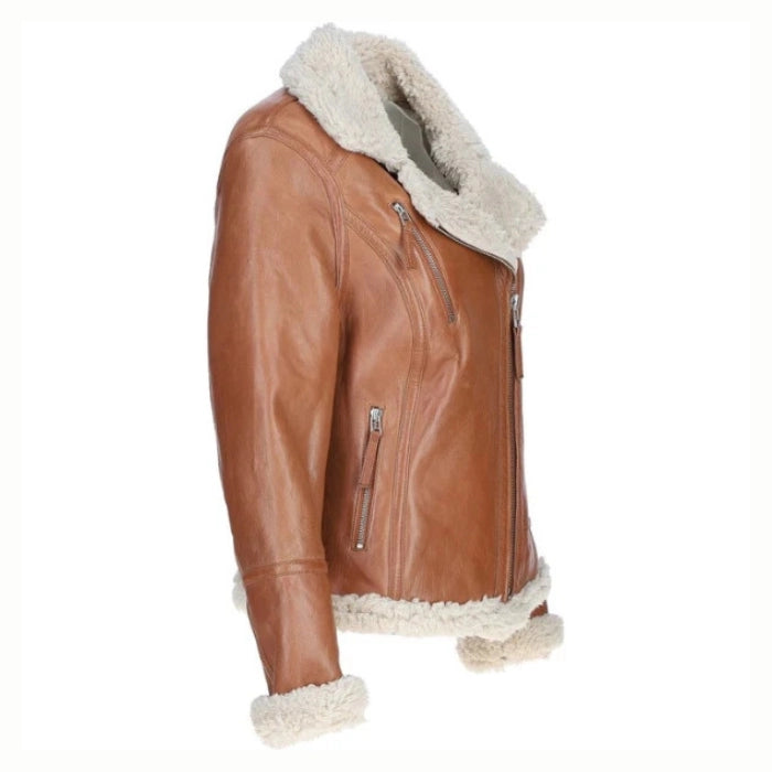 Premium Women's Shearling Biker Jacket