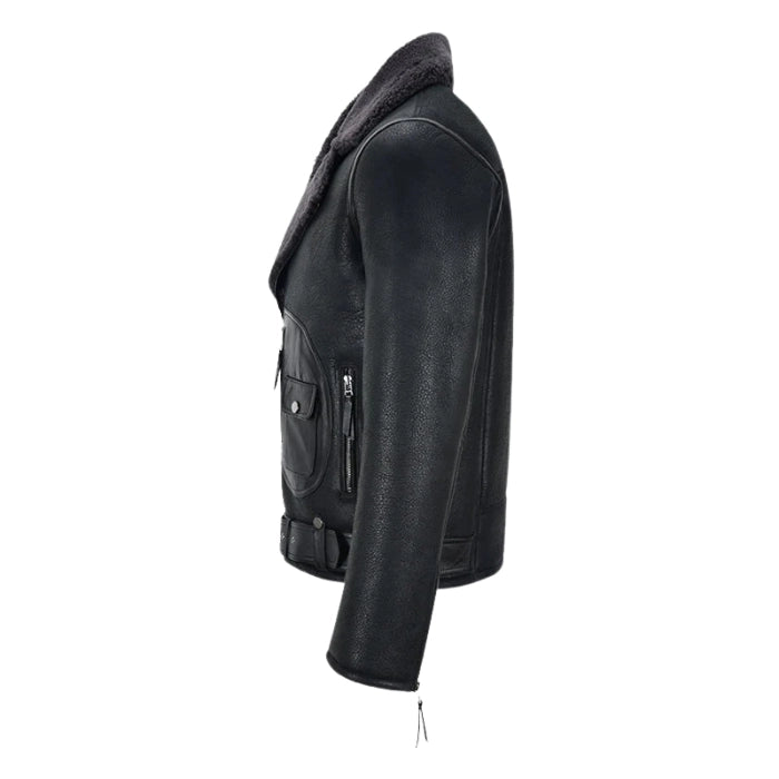 Ravager B3 Sheepskin Pilot Shearling Leather Jacket Black