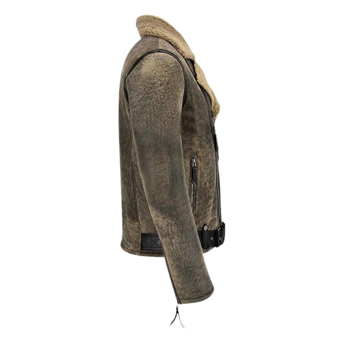 Ravager B3 Sheepskin Pilot Shearling Leather Jacket Olive