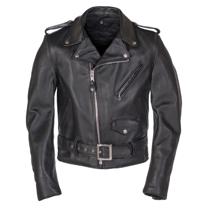 Men's Rebel-Style Belted Leather Biker Jacket