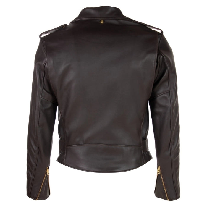 Men's Rebel-Style Belted Leather Biker Jacket