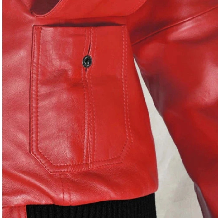 Men's Red Horizon Leather Bomber Jacket