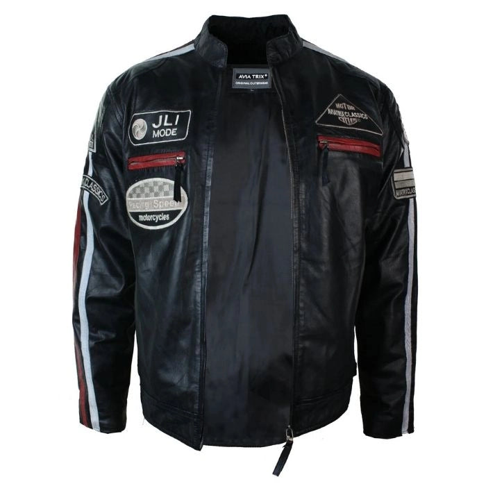 Roadster Black Vintage Racer Biker Leather Jacket